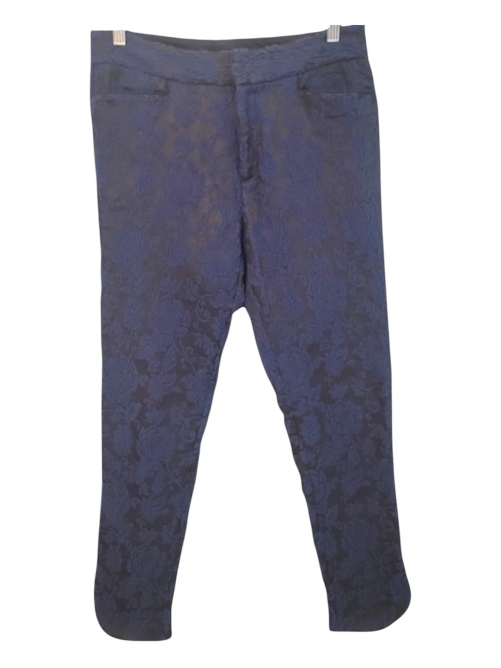 SOFT SURROUNDINGS Baroque/Textured Jacquard Ankle Pants in Navy/Black Size 8 - Picture 3 of 9